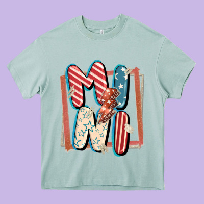 4th Of July Mini With Lightning Bolt Heavy Core Tee Designed By Fadigitalartstudio