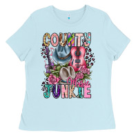 Baby Blue country music junkie Ladies Tee - CowhideDigitalArt
