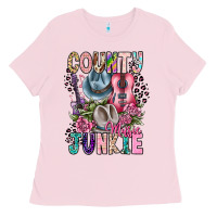 Bubblegum Pink country music junkie Ladies Tee - CowhideDigitalArt