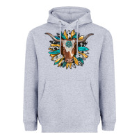 Heather Grey texas longhorn sunflower background Heavyweight Hoodie - RanaPortraitStore