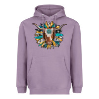 Lavender texas longhorn sunflower background Heavyweight Hoodie - RanaPortraitStore