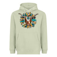 Matcha texas longhorn sunflower background Heavyweight Hoodie - RanaPortraitStore