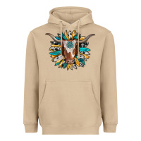 Mushroom texas longhorn sunflower background Heavyweight Hoodie - RanaPortraitStore