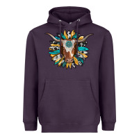 Plum texas longhorn sunflower background Heavyweight Hoodie - RanaPortraitStore