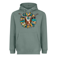 Sage texas longhorn sunflower background Heavyweight Hoodie - RanaPortraitStore