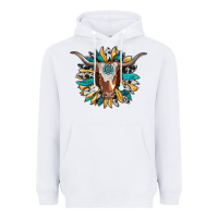 White texas longhorn sunflower background Heavyweight Hoodie - RanaPortraitStore