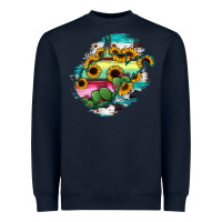 Navy west virginia map sunflower cactus serape Heavyweight Sweatshirt - RanaPortraitStore
