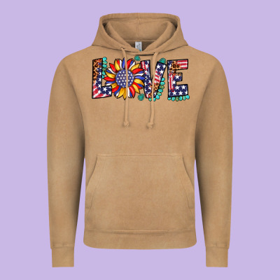 Love Sunflower Usa Flag Leopard Vintage Hoodie Designed By Artiststas
