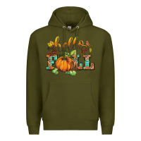 Army Green hello fall pumpkin Premium Hoodie - BarkalooDesign
