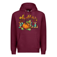 Burgundy hello fall pumpkin Premium Hoodie - BarkalooDesign