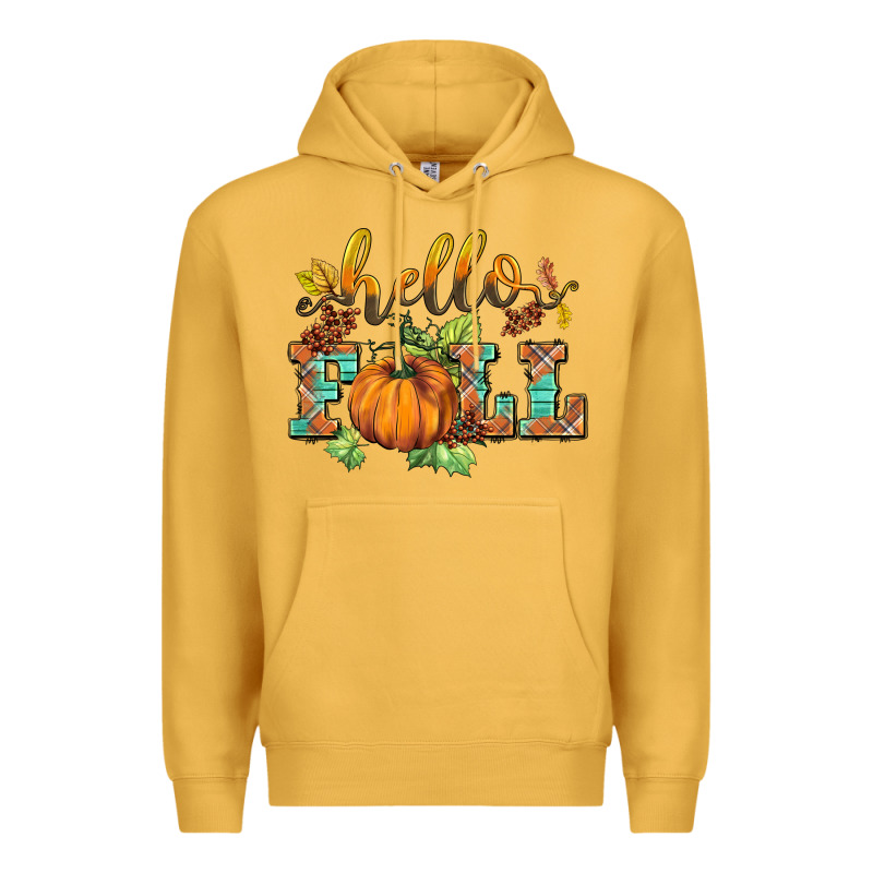Hello Fall Pumpkin Premium Hoodie by BarkalooDesign | Teevron