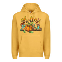 Mustard hello fall pumpkin Premium Hoodie - BarkalooDesign