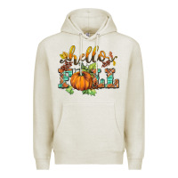 Oatmeal Heather hello fall pumpkin Premium Hoodie - BarkalooDesign