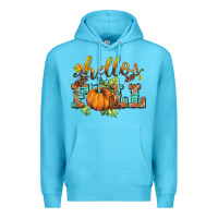 Ocean Blue hello fall pumpkin Premium Hoodie - BarkalooDesign