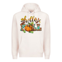 Pale Pink hello fall pumpkin Premium Hoodie - BarkalooDesign