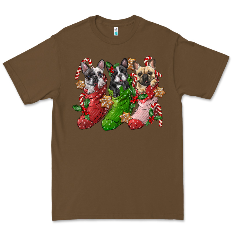 French Bulldog With Christmas Socks Premium Tee by FaDigitalArtStudio | Teevron