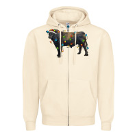 Sandshell christmas black angus bull with christmas lights Zipper Hoodie - RanaPortraitStore