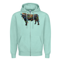 Seafoam christmas black angus bull with christmas lights Zipper Hoodie - RanaPortraitStore