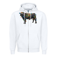 White christmas black angus bull with christmas lights Zipper Hoodie - RanaPortraitStore