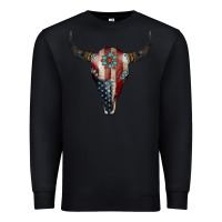 Black American Bull Skull Gemstone Premium Sweatshirt - Jasminsmagicworld
