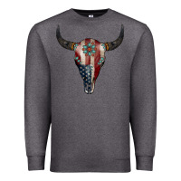 Charcoal Heather American Bull Skull Gemstone Premium Sweatshirt - Jasminsmagicworld