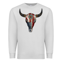 Dove Grey American Bull Skull Gemstone Premium Sweatshirt - Jasminsmagicworld