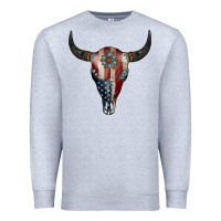 Heather Grey American Bull Skull Gemstone Premium Sweatshirt - Jasminsmagicworld