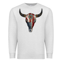 Oatmeal Heather American Bull Skull Gemstone Premium Sweatshirt - Jasminsmagicworld