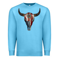 Ocean Blue American Bull Skull Gemstone Premium Sweatshirt - Jasminsmagicworld