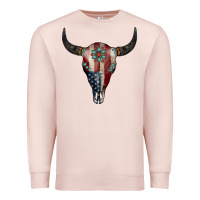 Pale Pink American Bull Skull Gemstone Premium Sweatshirt - Jasminsmagicworld