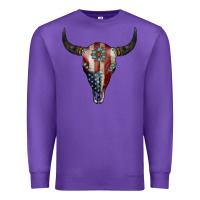 Purple American Bull Skull Gemstone Premium Sweatshirt - Jasminsmagicworld