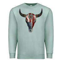 Seafoam American Bull Skull Gemstone Premium Sweatshirt - Jasminsmagicworld