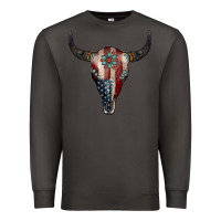 Smoke American Bull Skull Gemstone Premium Sweatshirt - Jasminsmagicworld