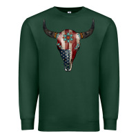Sports Green American Bull Skull Gemstone Premium Sweatshirt - Jasminsmagicworld