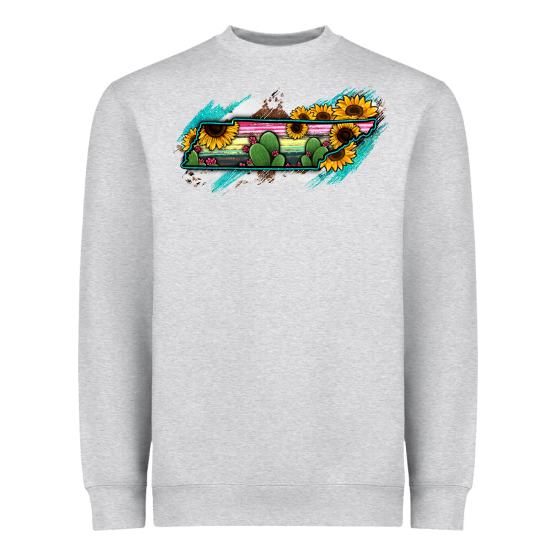 Tennessee Map Sunflower Cactus Serape Heavyweight Sweatshirt by RanaPortraitStore | Teevron