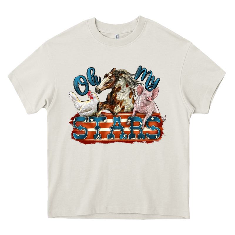 Oh My Stars Farm Animals Heavy Core Tee by FaDigitalArtStudio | Teevron
