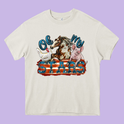 Oh My Stars Farm Animals Heavy Core Tee Designed By Fadigitalartstudio