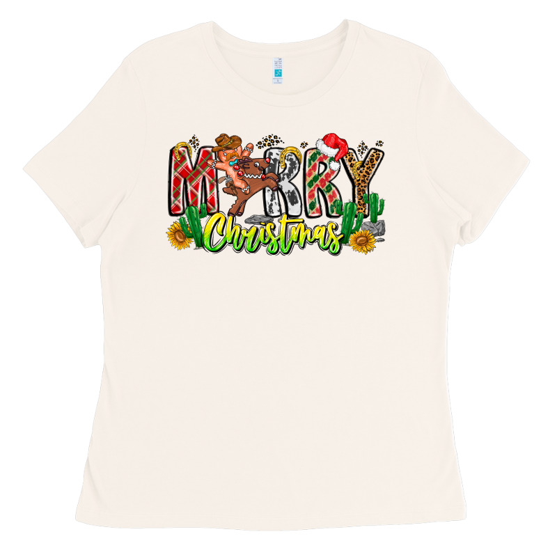 Merry Christmas Ladies Tee by CowhideDigitalArt | Teevron