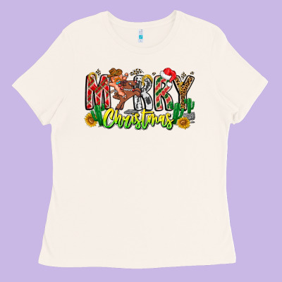 Merry Christmas Ladies Tee Designed By Cowhidedigitalart