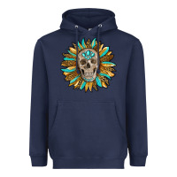Navy sunflower with skull Heavyweight Hoodie - RanaPortraitStore