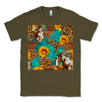 Army Green western horse and sunflower seamless pattern Classic Tee - FaDigitalArtStudio