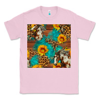 Bubblegum Pink western horse and sunflower seamless pattern Classic Tee - FaDigitalArtStudio