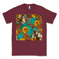 Burgundy western horse and sunflower seamless pattern Classic Tee - FaDigitalArtStudio