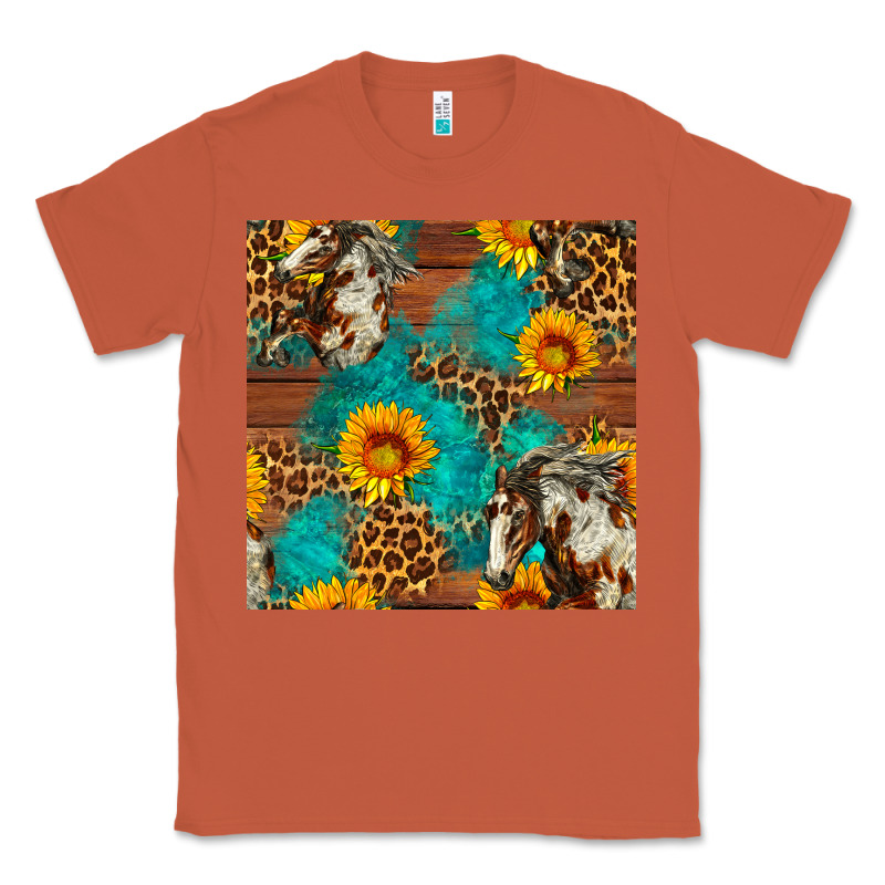 Western Horse And Sunflower Seamless Pattern Classic Tee by FaDigitalArtStudio | Teevron
