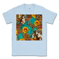 Dusty Blue western horse and sunflower seamless pattern Classic Tee - FaDigitalArtStudio