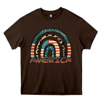 Chocolate Brown America rainbow Heavy Core Tee - FaDigitalArtStudio
