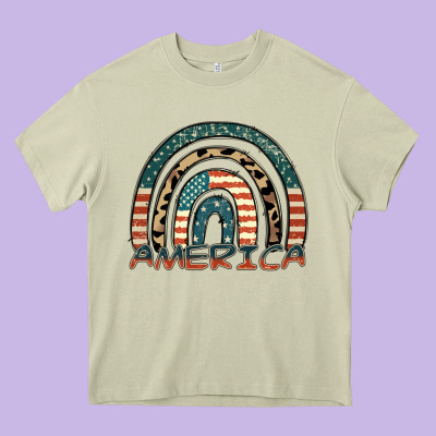 America Rainbow Heavy Core Tee Designed By Fadigitalartstudio