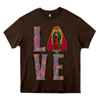 Chocolate Brown Love Lady Of Guadalupe Heavy Core Tee - Jasminsmagicworld