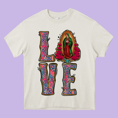 Love Lady Of Guadalupe Heavy Core Tee Designed By Jasminsmagicworld