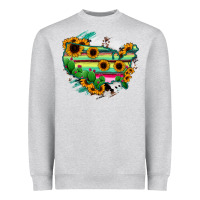 Heather Grey America Map Sunflower Cactus Serape Heavyweight Sweatshirt - RanaPortraitStore